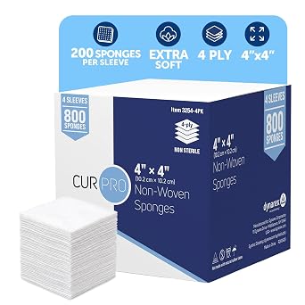 Dynarex 3254-4PK CurPro Non-Woven Sponges - 4" x 4" - Non-Sterile