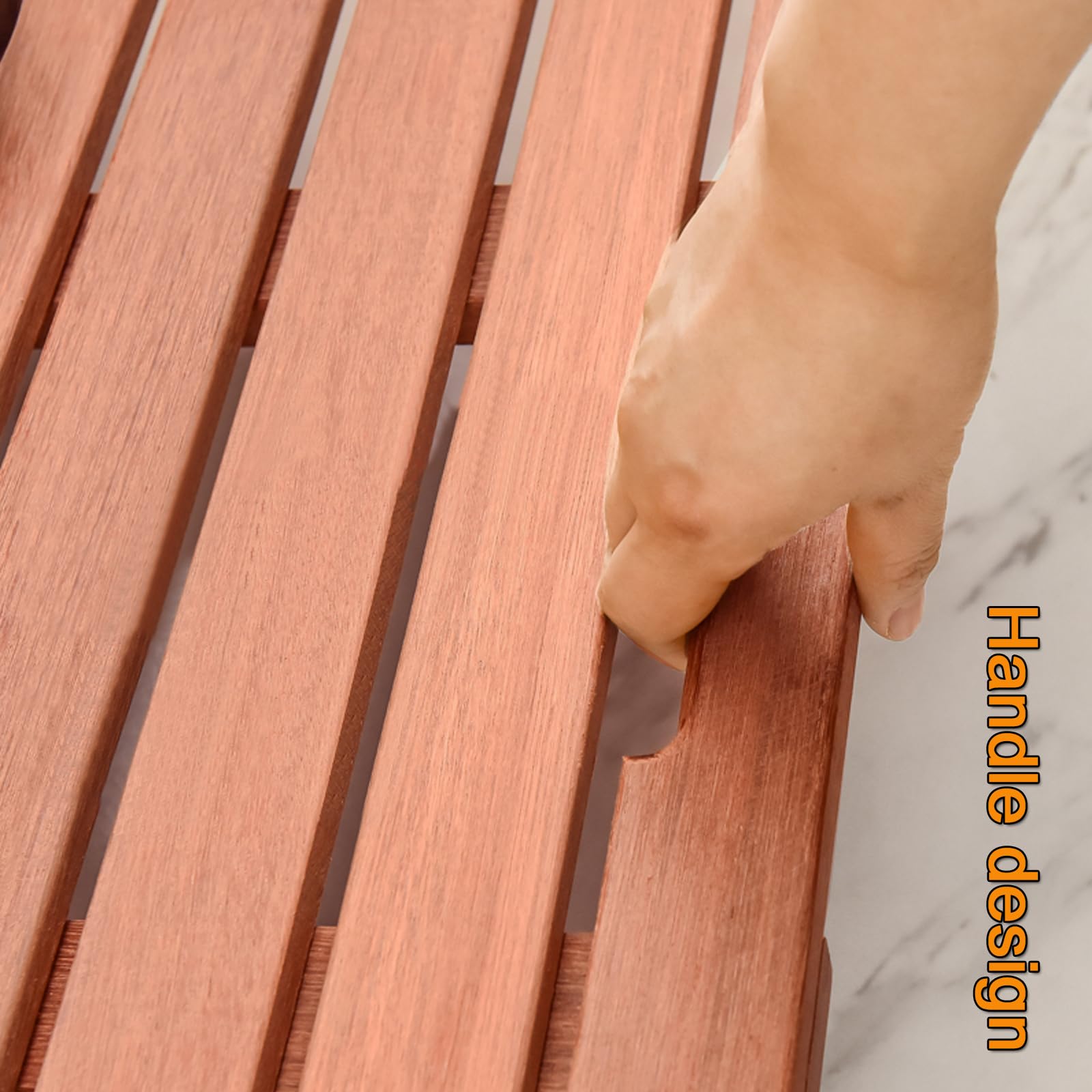 Tappetino da bagno in legno, impermeabile, antiscivolo, design in bambù, per spa e sauna, tappetino rettangolare per bagno e doccia