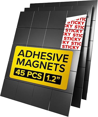 Miniatura 10 de imanes hiperadhesivos con respaldo adhesivo - 110 piezas 0.8x0.08 cuadrados magnéticos fuertes para pizarra y nevera - imanes para educación