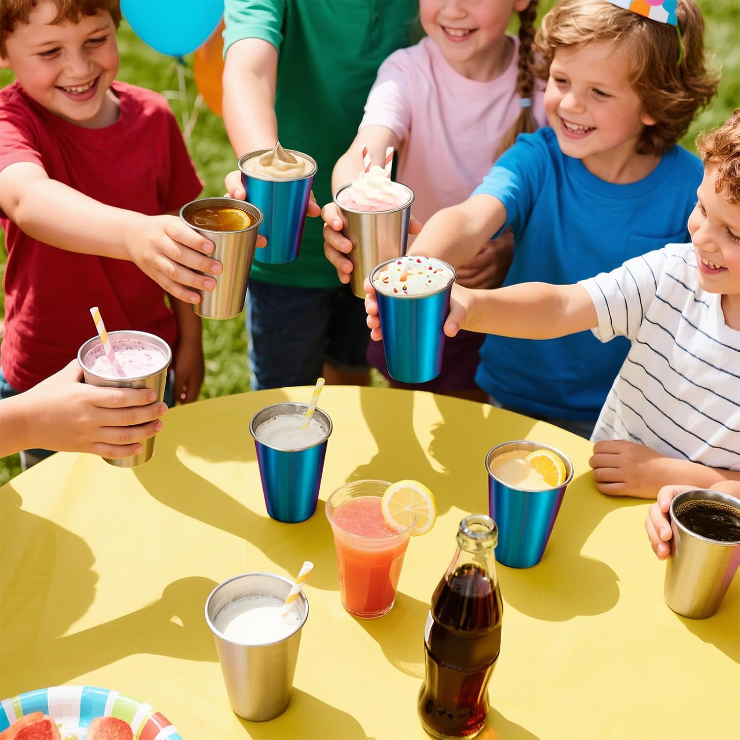 12 oz Stainless Steel Cups 4 Pack, Stackable Metal Drinking Glasses, Unbreakable & Shatterproof Mini Tumblers, BPA Free for Home, Bar, Restaurant, Party, Travel, Camping, Outdoors - Image 7