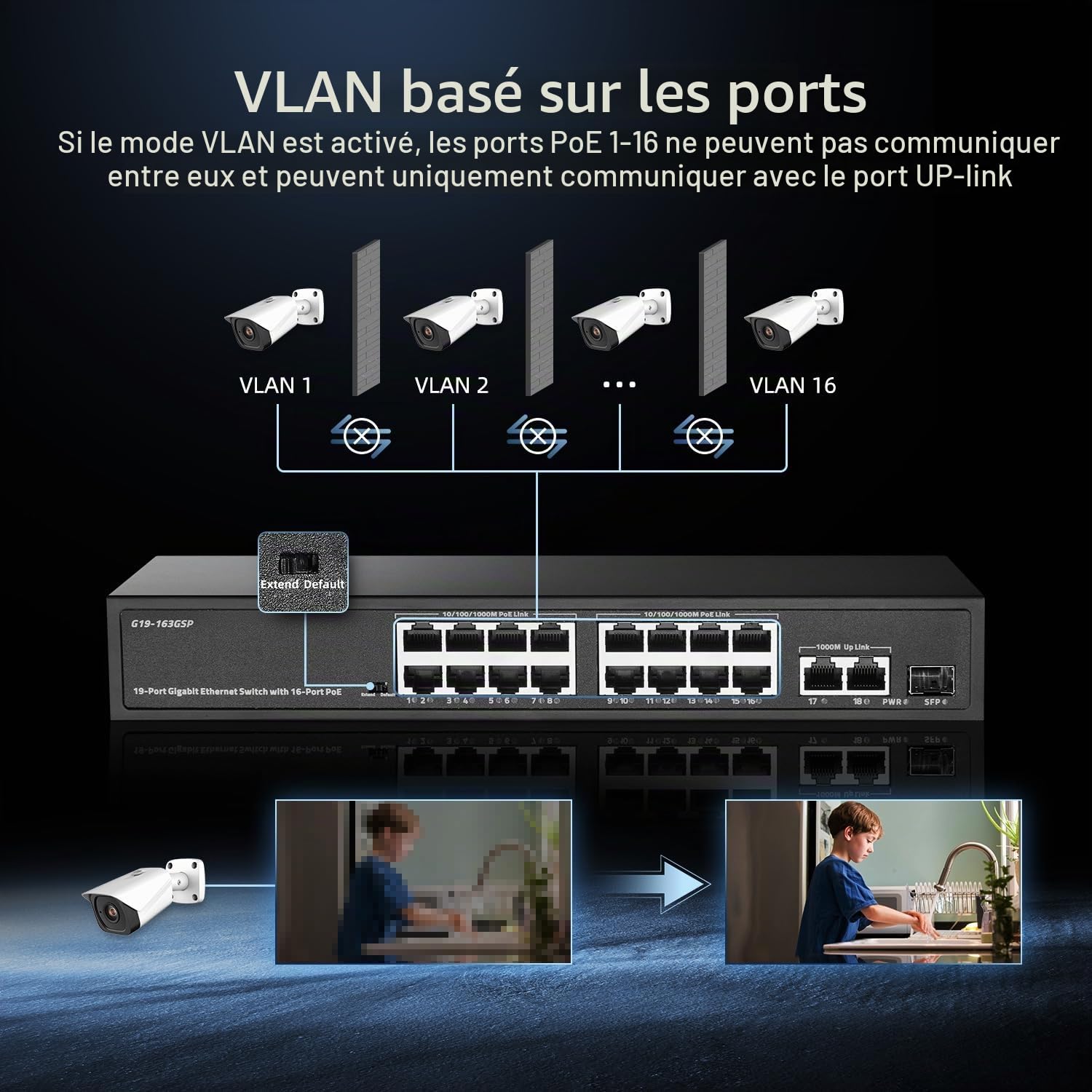Binardat 19 Port Gigabit POE Switch, 16 Ports POE+ 1000Mbps, 2 Gigabit Uplink, 1 Gigabit SFP, IEEE802.3af/at, 300W Internal Power Supply, Metal Case Unmanaged Plug and Play