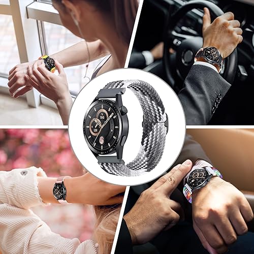 Miniatura 7 de MXCELL Bandas elásticas de nailon trenzadas de 0.78 pulgadas para Samsung Galaxy Watch 456Active 2 de 1.575 pulgadas, 1.732 pulgadas, Galaxy Watch