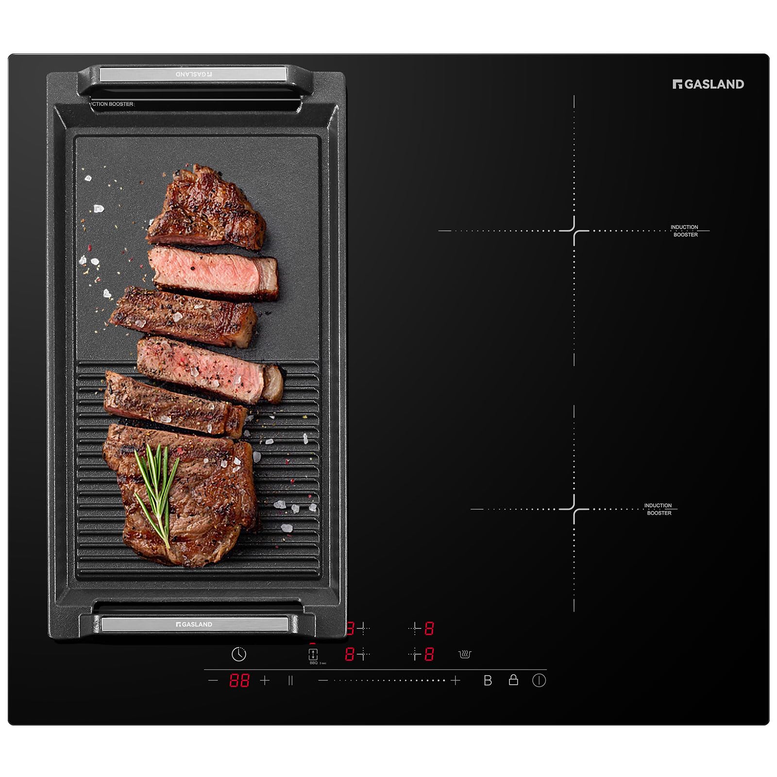 GASLAND IH604BF 60 cm Autarkes Induktionskochfeld mit ein Flexzonen, 4 Zonen Einbau Induktionskochfelder, FlexInduction für BBQ, PowerBoost schnelleres Kochen, 7000W (Ohne Bratpfanne)