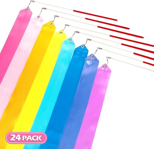 24 cintas de gimnasia de arcoíris pastel para decoración de fiestas, regalos de fiesta para niños, rellenos estéticos de bolsas de botín para niñas,