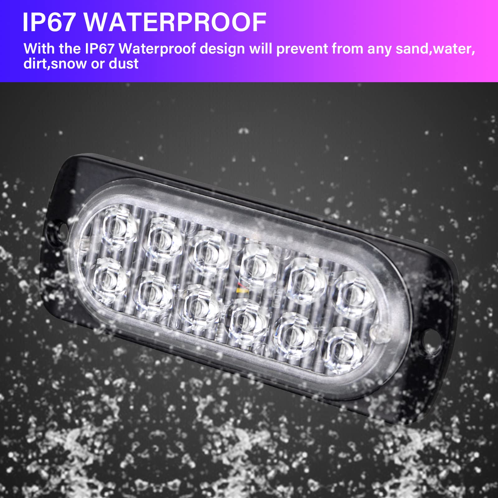 RIGIDON 2 Piezas 4.3 pulgada 12 led luz estroboscópica emergencia, 12v 24v faros antiniebla barras de luz led para trasera off road camión, coche, ATV, SUV, 4x4, barco, rojo impermeable IP67