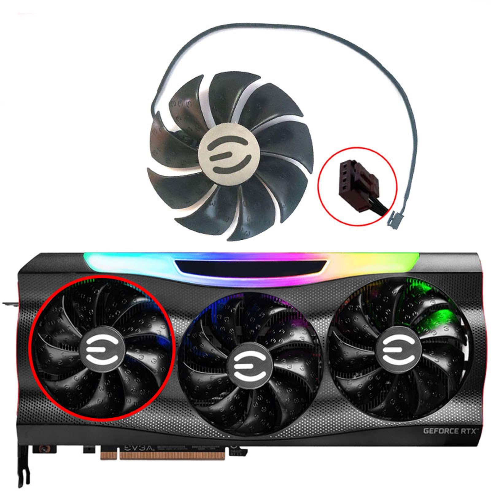 87MM PLD09220S12H RTX3080 RTX3070 Graphics Card Fan Replacement for EVGA GeForce RTX 3070 3080 TI 3090 FTW3 Cooler Fan (Black A-Fan)