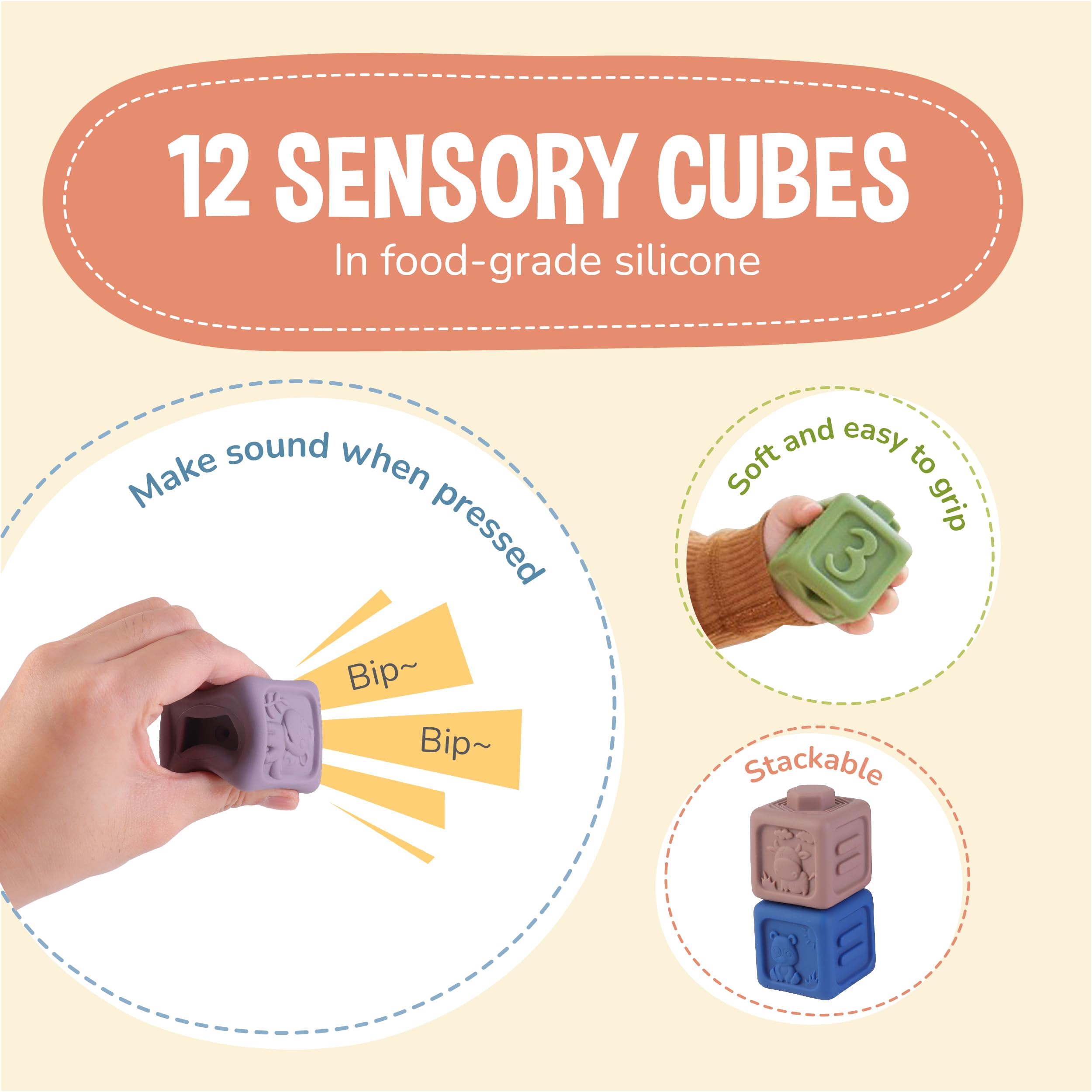 SUPERBE BEBE Montessori Games for Babies 6 Months and Up, Silicone Toys for 1 to 3 Years - Image 2