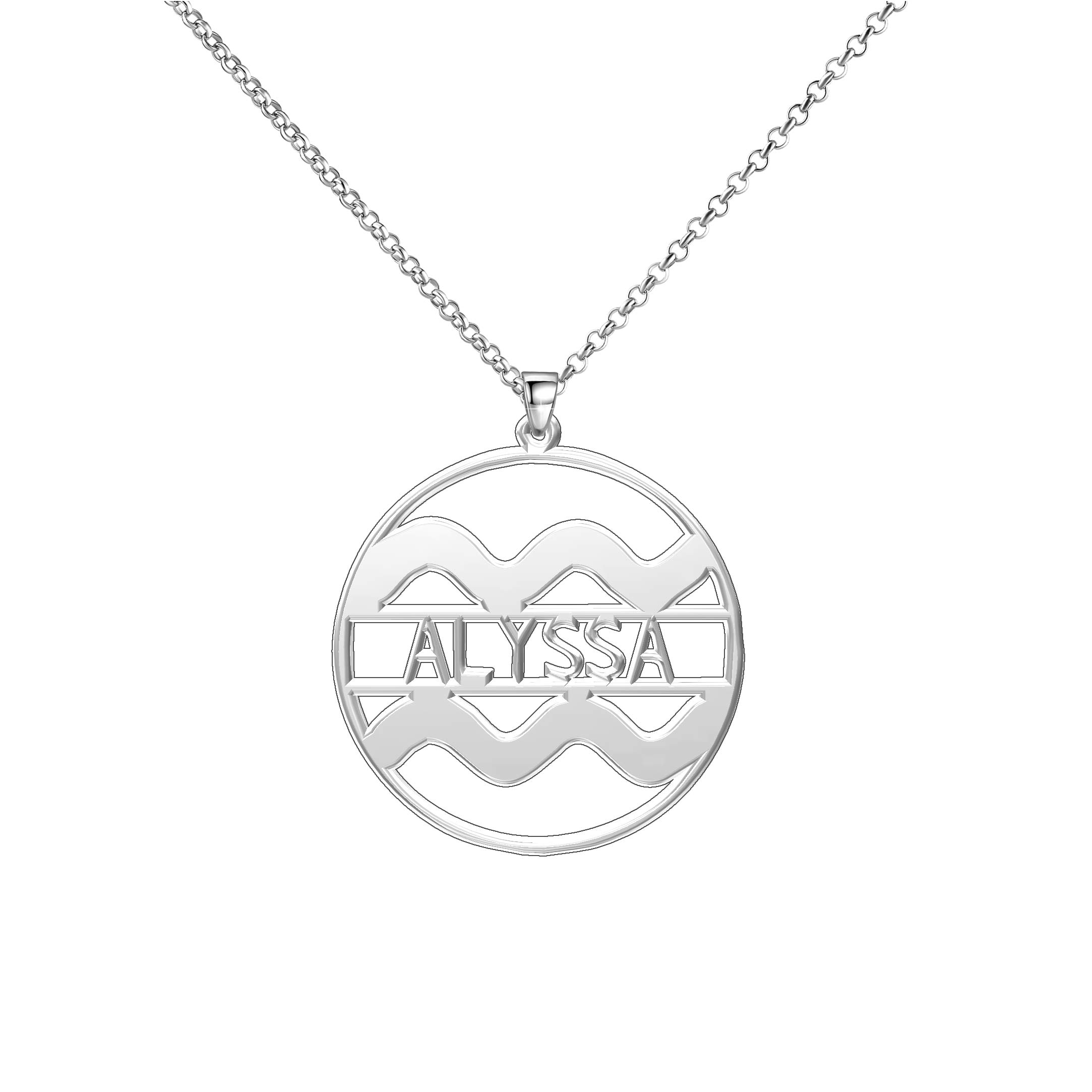 LoEnMe Jewelry Sterling Silver Zodiac Signs Aquarius Personalized 12 Constellations Name Necklace Gi