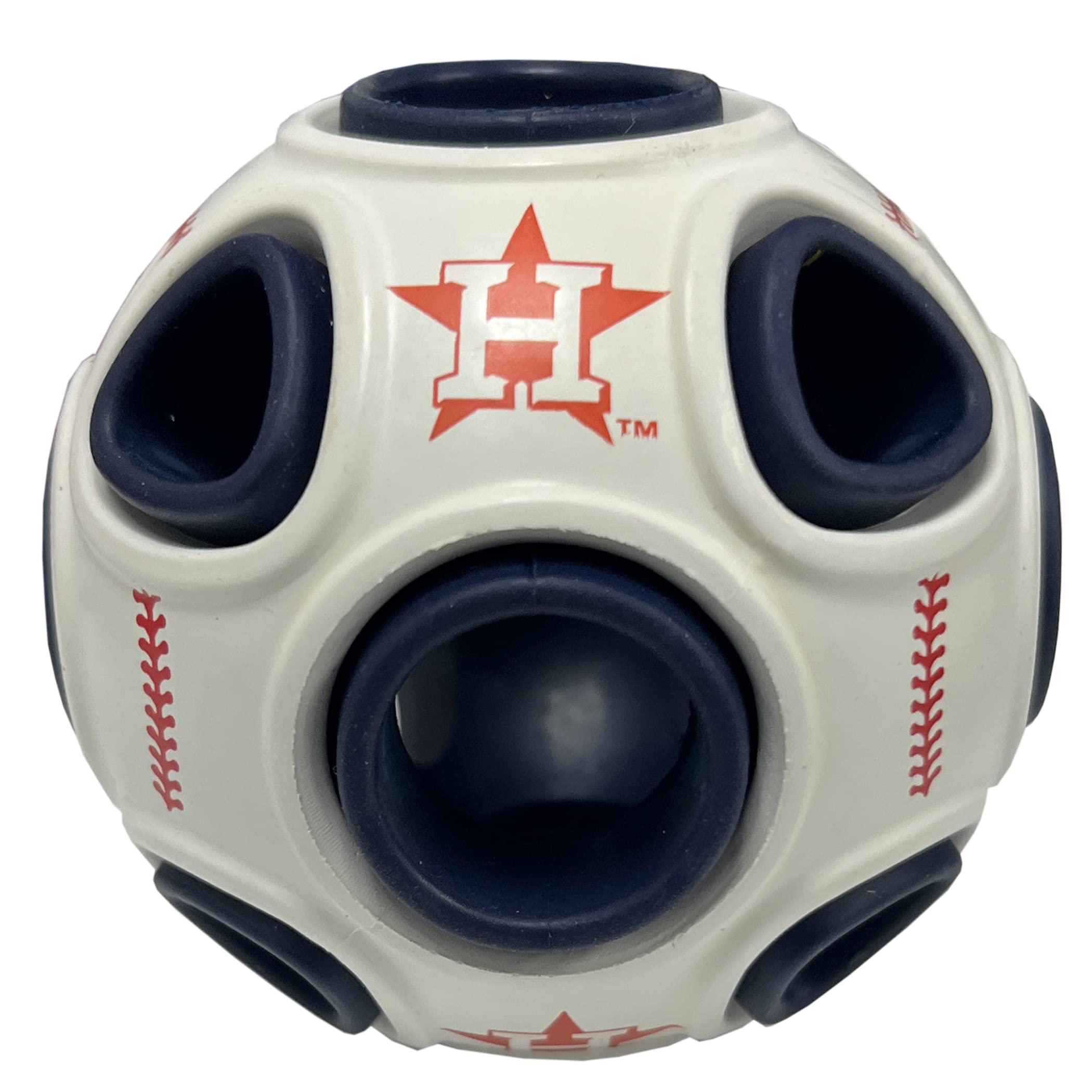 Pets First MLB Houston Astros - Juguete dispensador de golosinas de béisbol para perros y gatos, juguete de bola de goma para perros, juguete interactivo divertido para perros, juguete de alimentación