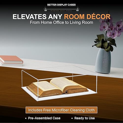 Vista 161 de Better Display Cases Versátil vitrina de acrílico transparente - Caja rectangular grande con base blanca 18" x 12" x 3" (BK09)