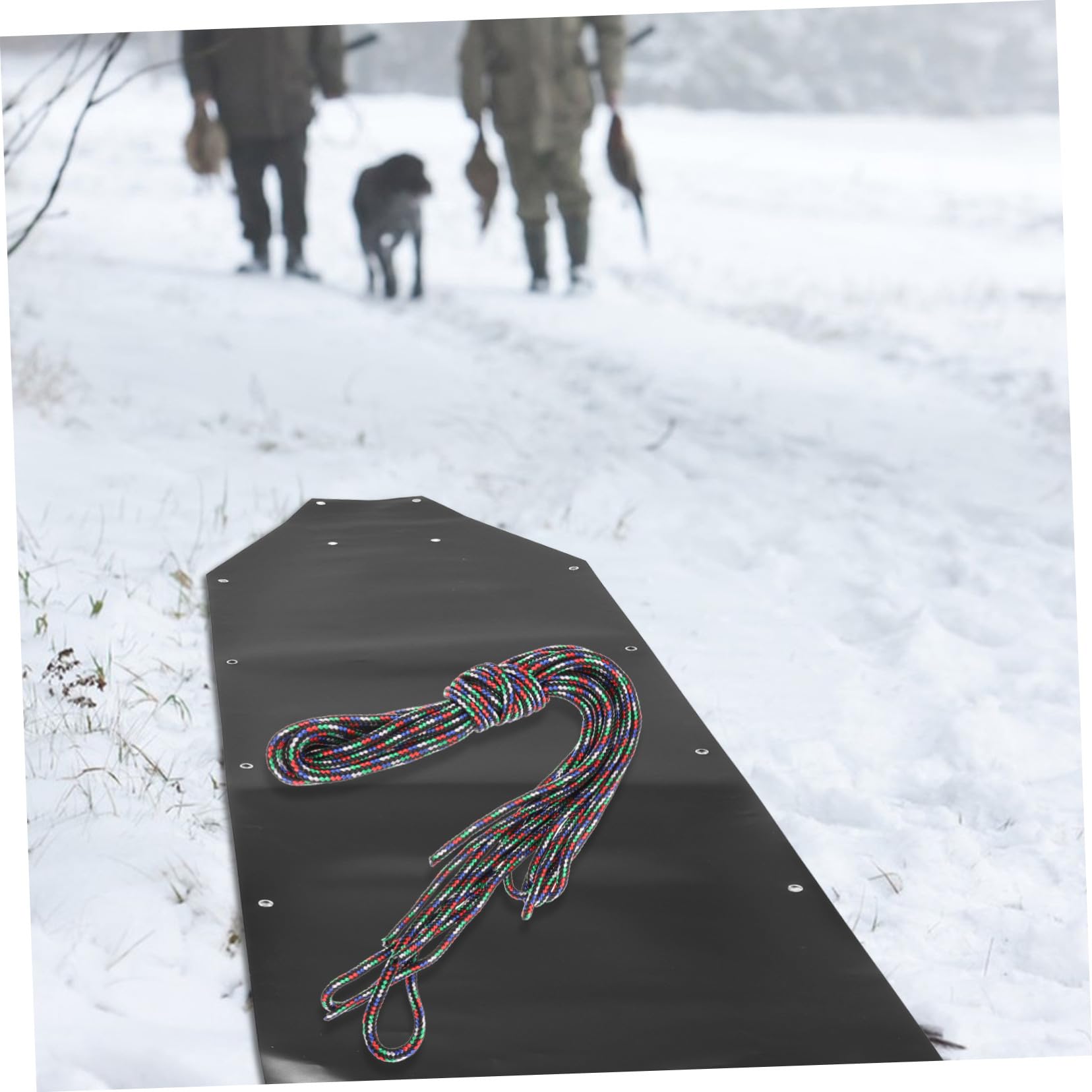 Outdoor Hirschschlitten aus Kunststoff, Tragbar und Leicht, Schwarz