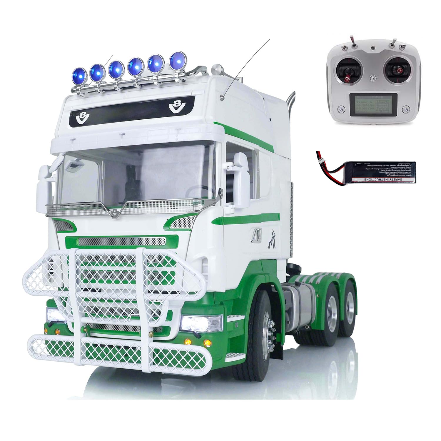 1 14 6X6 LESU Metal RC Tractor Truck Lock Differential Servo Steering Servo Shift Servo Metal Chassis Remote