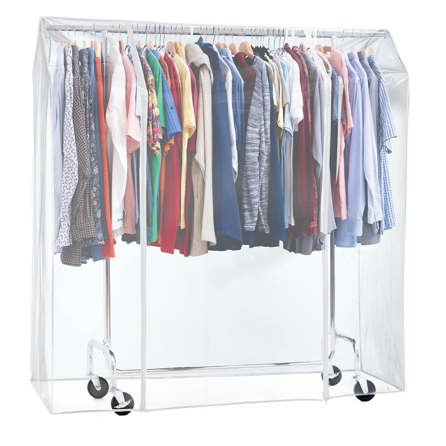 Tatkraft Didrik & Schild - Burro Ropa Resistente con Funda, Hasta 130 kg | Profesional Burro de Ropa con Ruedas, Armario de Tela, Anchura Ajustable 110-150x45x160cm, Perchero Burro Ropa, Acero Cromado