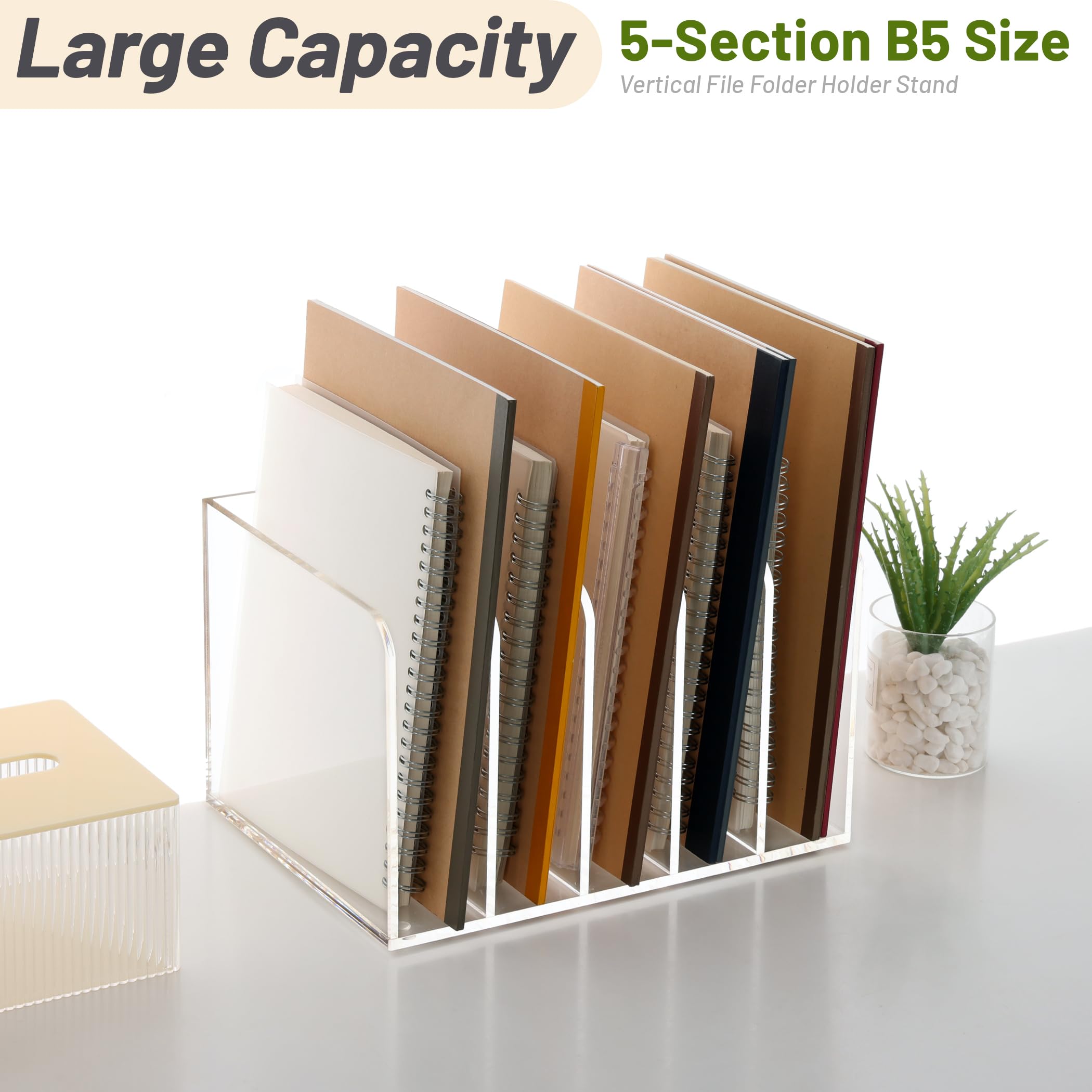 2-Pack Clear Acrylic Magazine File Holder Desk Organizer Vertical Sorter Holders