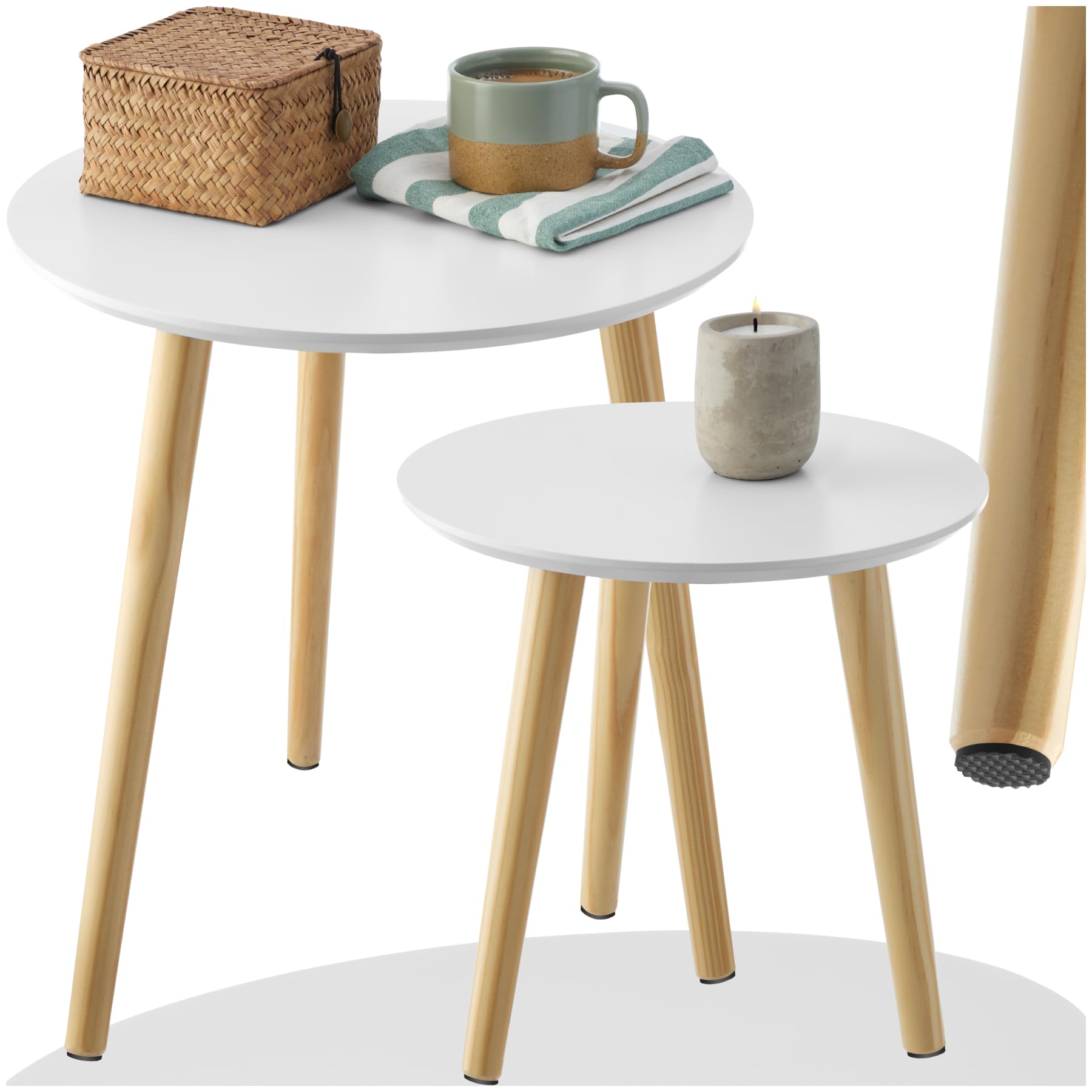 TUTOTAK Set Di 2 Tavolini – 3 Ripiani – Comodini Con Piedini Regolabili – 38x30x60,5 Cm – Ideale Per Piccoli Spazi, Soggiorno, Camera Da Letto