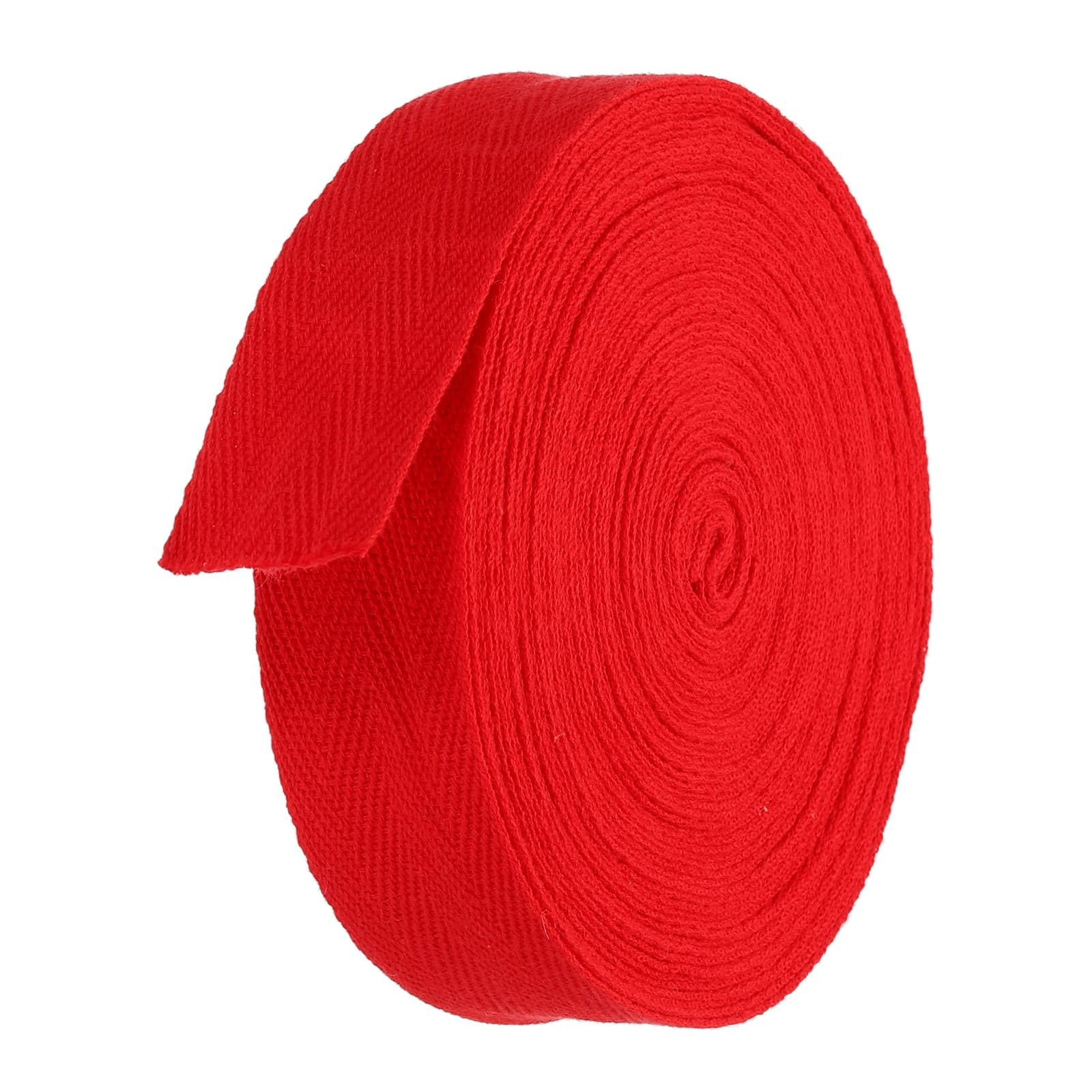 TA-VIGOR Cotton Twill Tape Ribbon 30mm, 10 Yards Bias Binding Tape Bunting Tape Soft Natural Herringbone Webbing Tape Roll for Sewing Dressmaking Gift Wrapping DIY Craft, Red