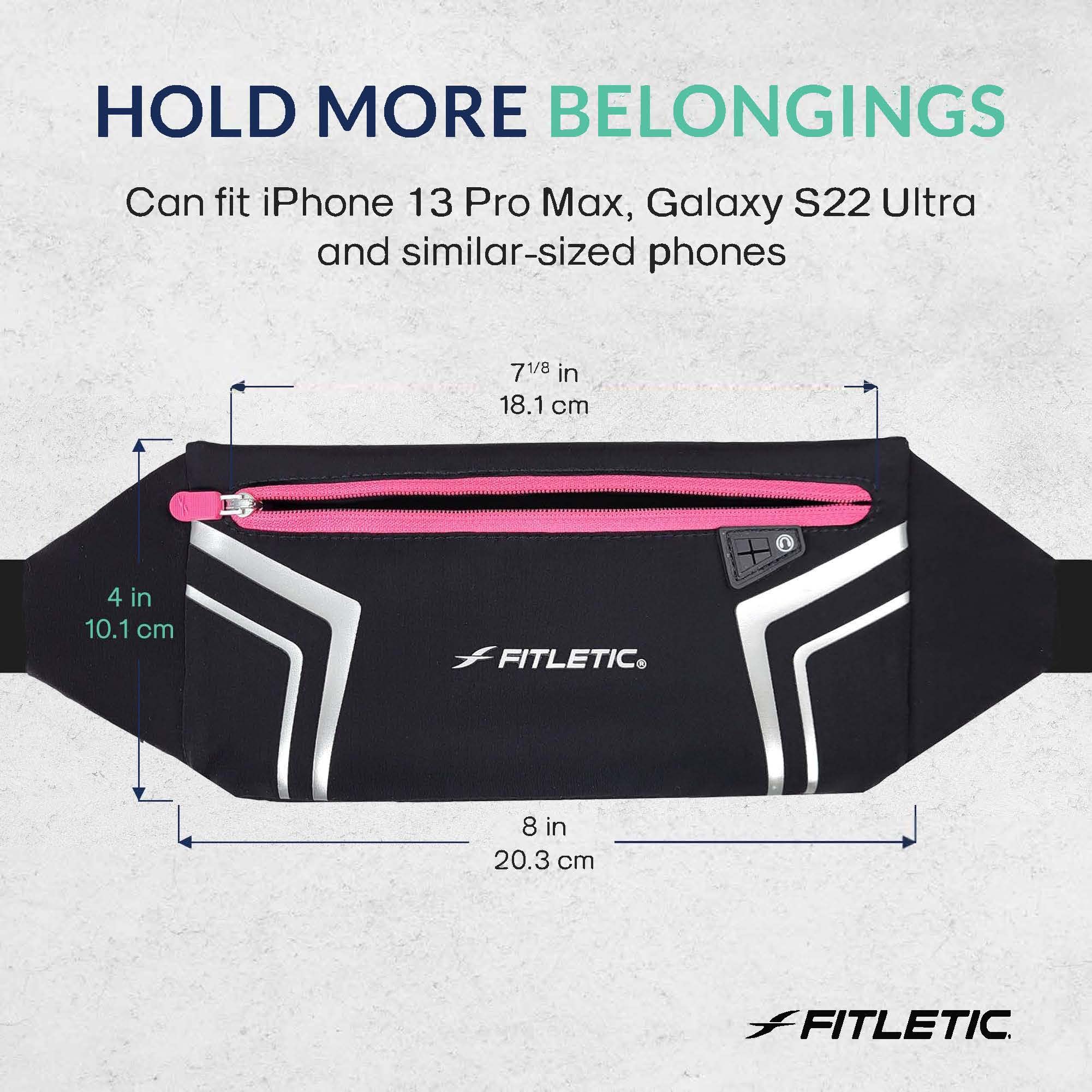 Fitletic Ceinture de sport moderne pour homme et femme – Pochette résistante à l'eau – Convient à tous les smartphones – Design léger et discret – Revêtement en lycra avec poche intérieure pour cartes