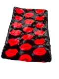 Shawl Faux Fur Wrap Scarf Black Red Lips New