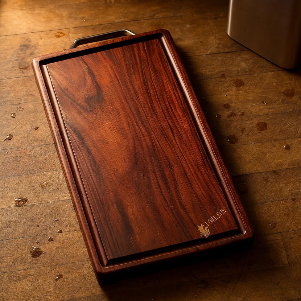 Image of Single Block Rosewood Chopping Board, Food Safe, Processed and Seasoned with Food Grade Mineral Oils, One Piece (17x10 Inches) (Rosewood XL)