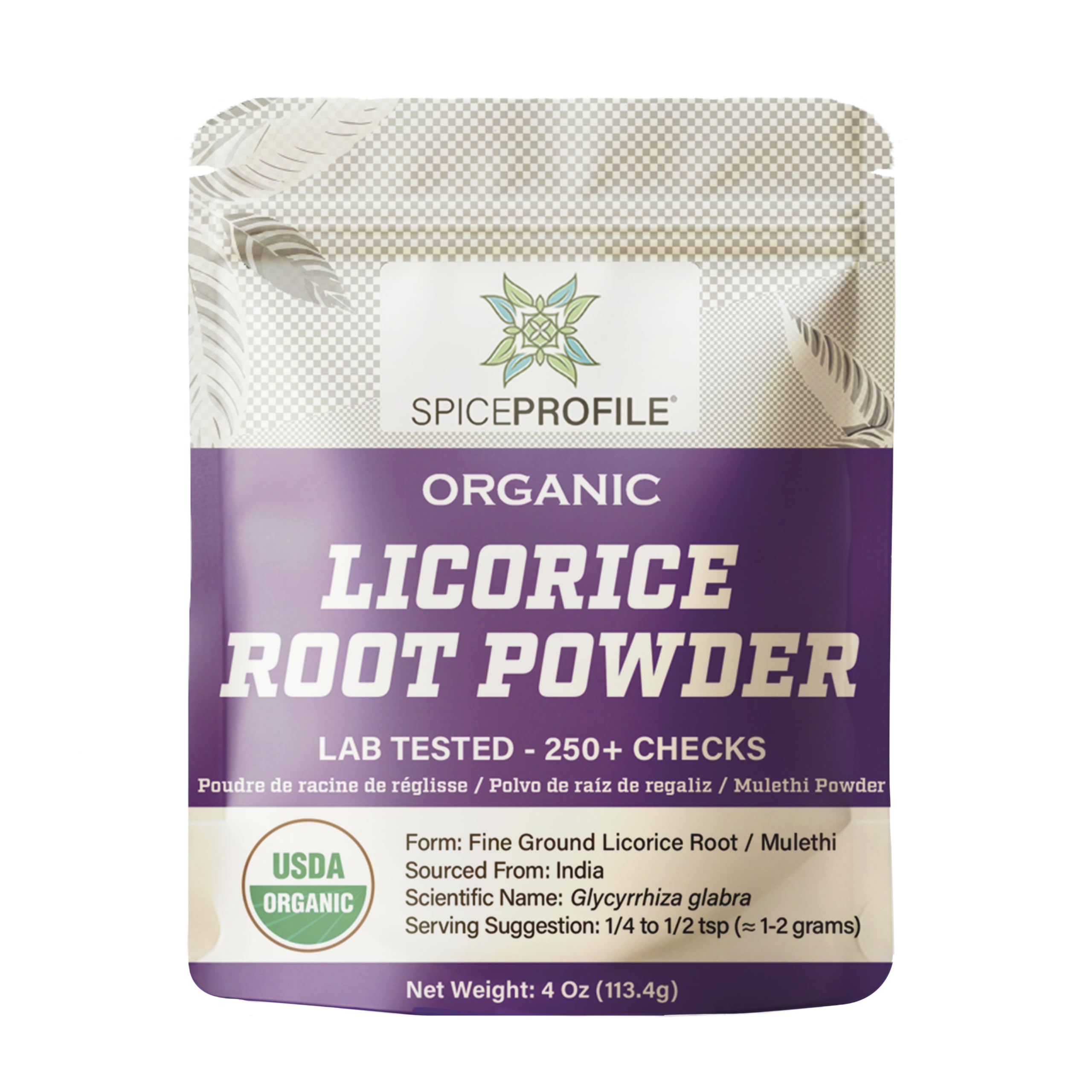 USDA Organic Licorice Root Powder, Lab Tested for Heavy Metals, Resealable 4oz Pouch, Mulethi, Regaliz en Polvo