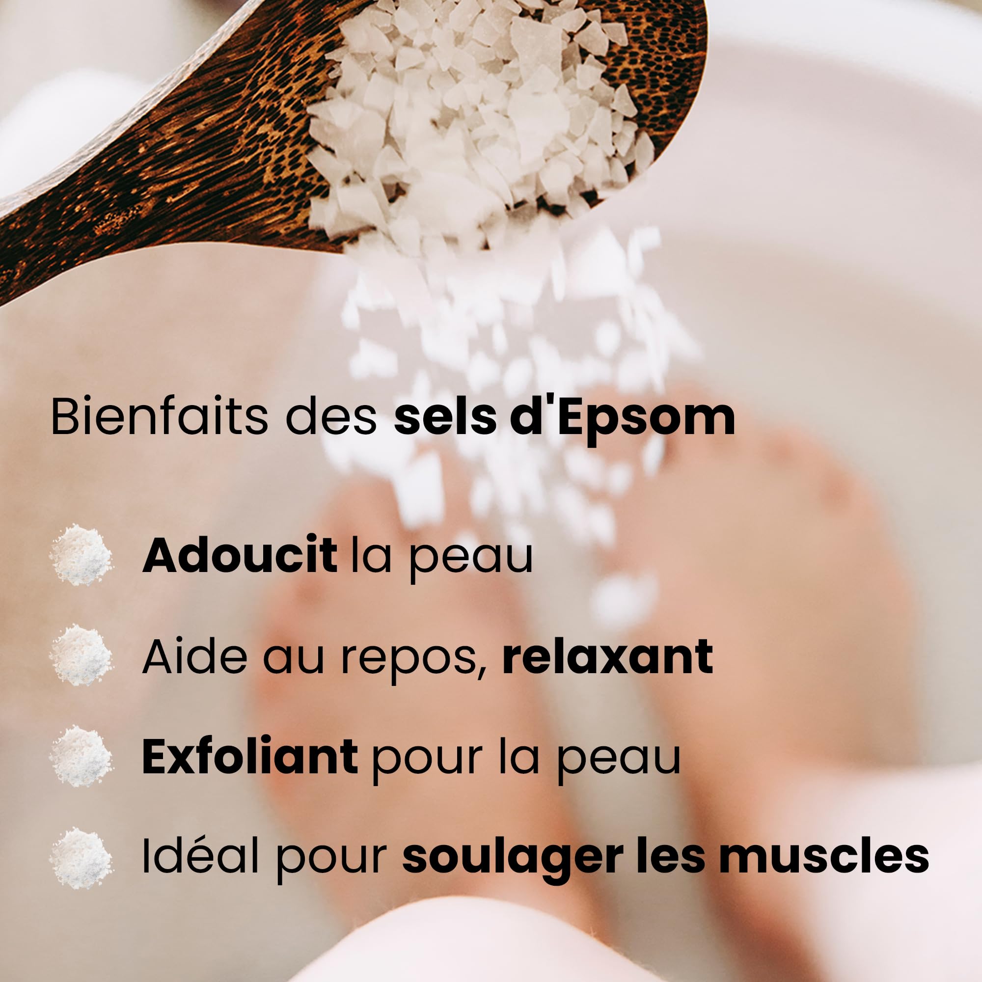 Magnésium Bio, Sel d'Epsom - Sels de Bain Relaxation et Récupération : Jambes Fatiguées, Muscles et Articulations. Pédicure, Exfoliant pour la peau - 7 kg