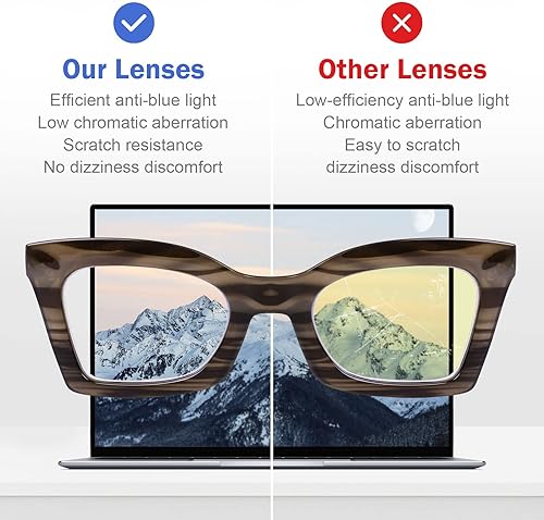 Miniatura 6 de AQWANO Gafas de lectura de computadora de gran tamaño para mujer, bloqueo de luz azul, diseño de ojo de gato, con bisagra de resorte, patrón negro,