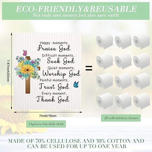 Miniatura 2 de 6 toallas de cocina cristianas suecas, religiosas, reutilizables, versículos de la Biblia, paños de cocina cruzados, toallitas de limpieza de las
