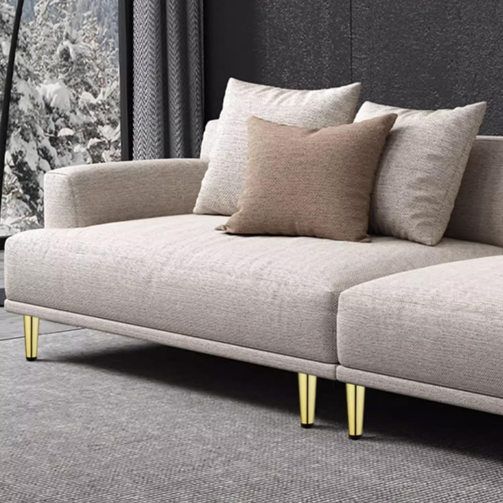 Juego de 4 Patas de Los Muebles de Metal Oblicua Cónica Patas de Metal Moderno Sofá Piernas Silla Sofá Piernas de Apoyo para Diy Sustitución de Muebles Café Silla Armario Sofá Inicio/D/40Cm(15.7In)
