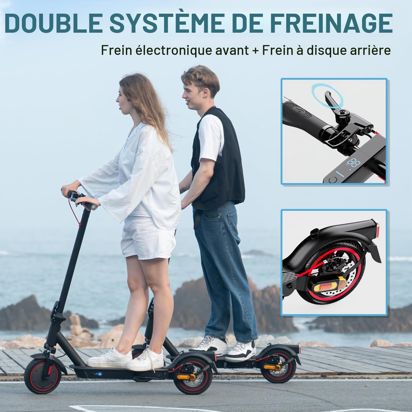 Trottinette Électrique | E-Scooter pour Adultes | Batterie 36V 7,8Ah/11,4Ah | Moteur 350W/500W | Roues 8,5"/10" | Contrôle Via Application | Amortisseurs Doubles | Tableau de Bord à LED
