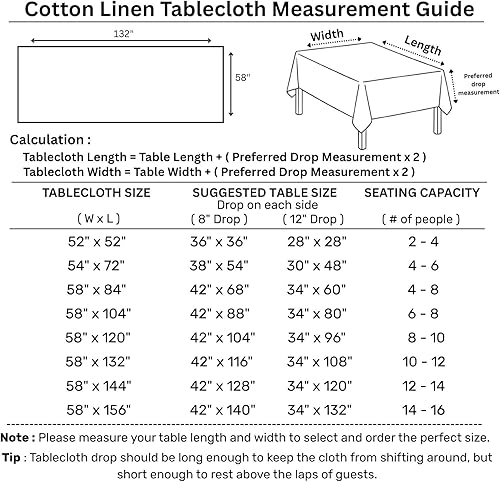 Miniatura 2 de Solino Home Mantel rectangular de lino y algodón con vainica, 58 x 132 pulgadas, lavable a máquina para otoño, Acción de Gracias, Navidad