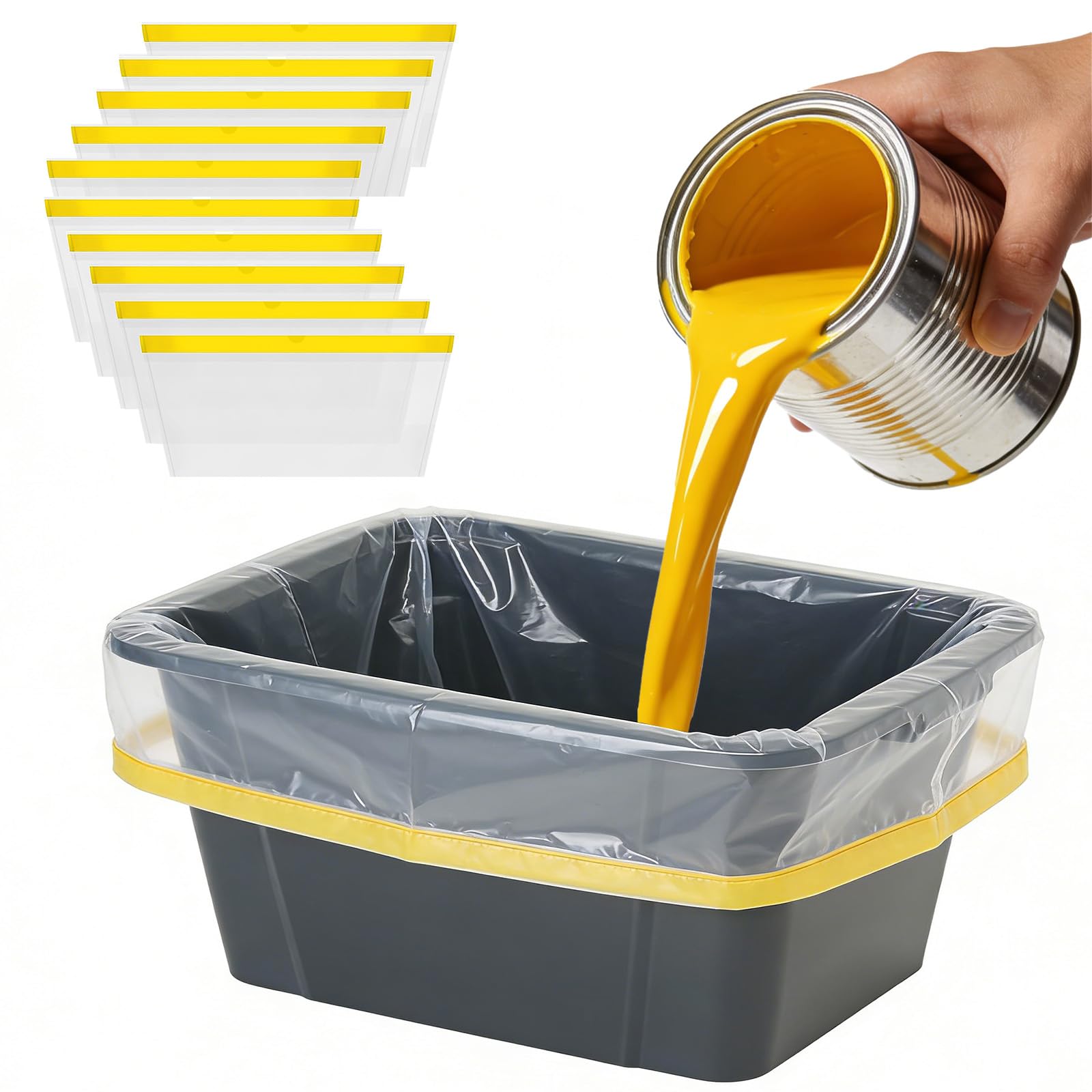 TEYIAN 10Pack 15 Litre Plastic Paint Scuttle Liners Heavy Duty Paint Bucket Disposable Liners Drawstring Closure Easy Clean Up Compatible Scuttles
