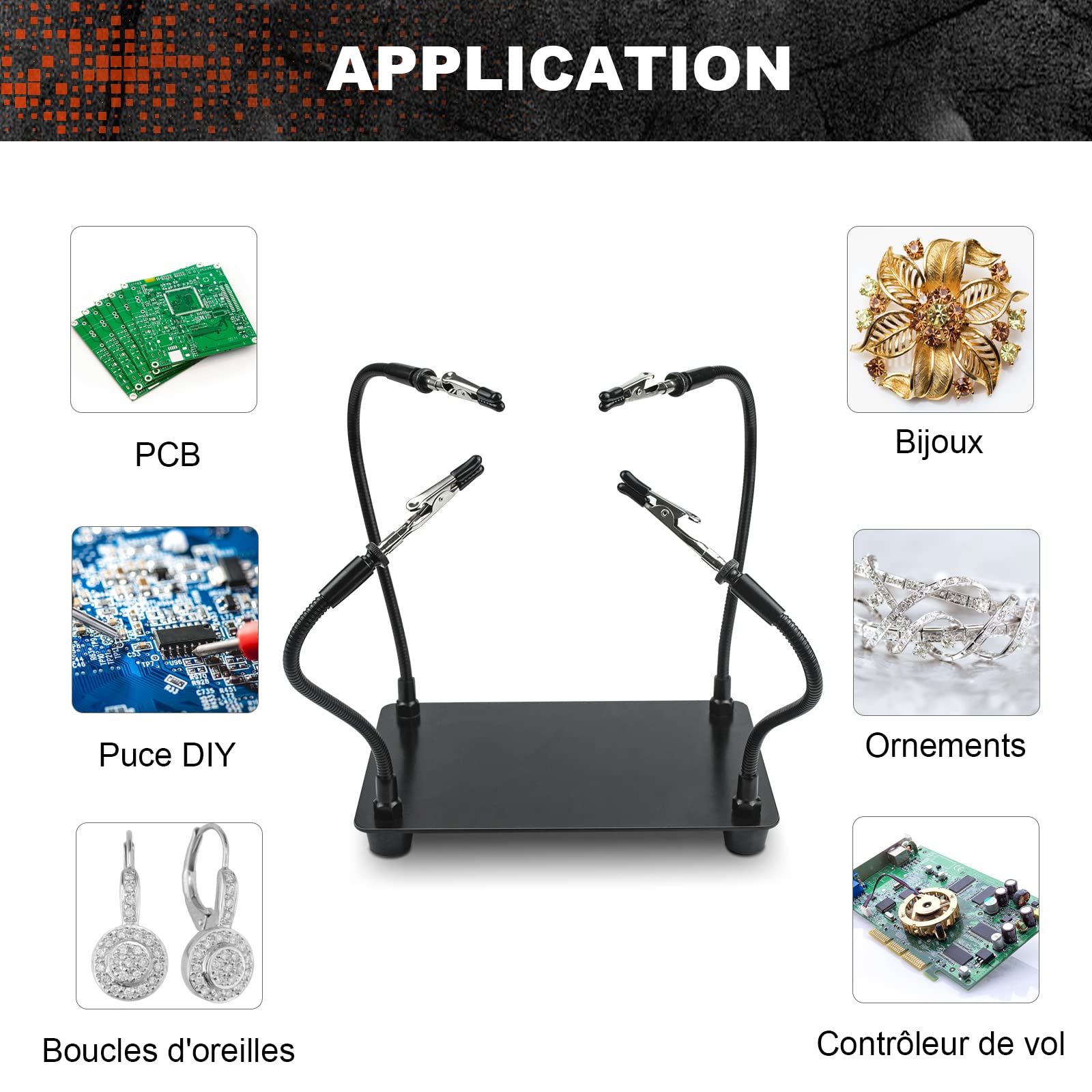 Outil de support de circuit imprimé à souder à la troisième main, accessoire de modélisme, outils de support de circuit imprimé, quatre bras d'assistance pour travaux manuels, helping station