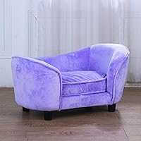 Vista 6 de Getifun Sofá cama para mascotas, sofá de terciopelo con cojín extraíble lavable para perros pequeños y gatos (morado)