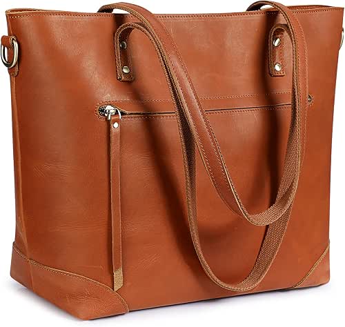 S-ZONE Vintage Genuine Leather Shoulder Bag Work Totes for Women