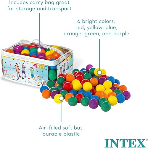 Miniatura 4 de Intex Jump-O-Lene inflable para interiores y exteriores para niños, castillo, casa de pelotas y pequeño plástico multicolor divertido Ballz
