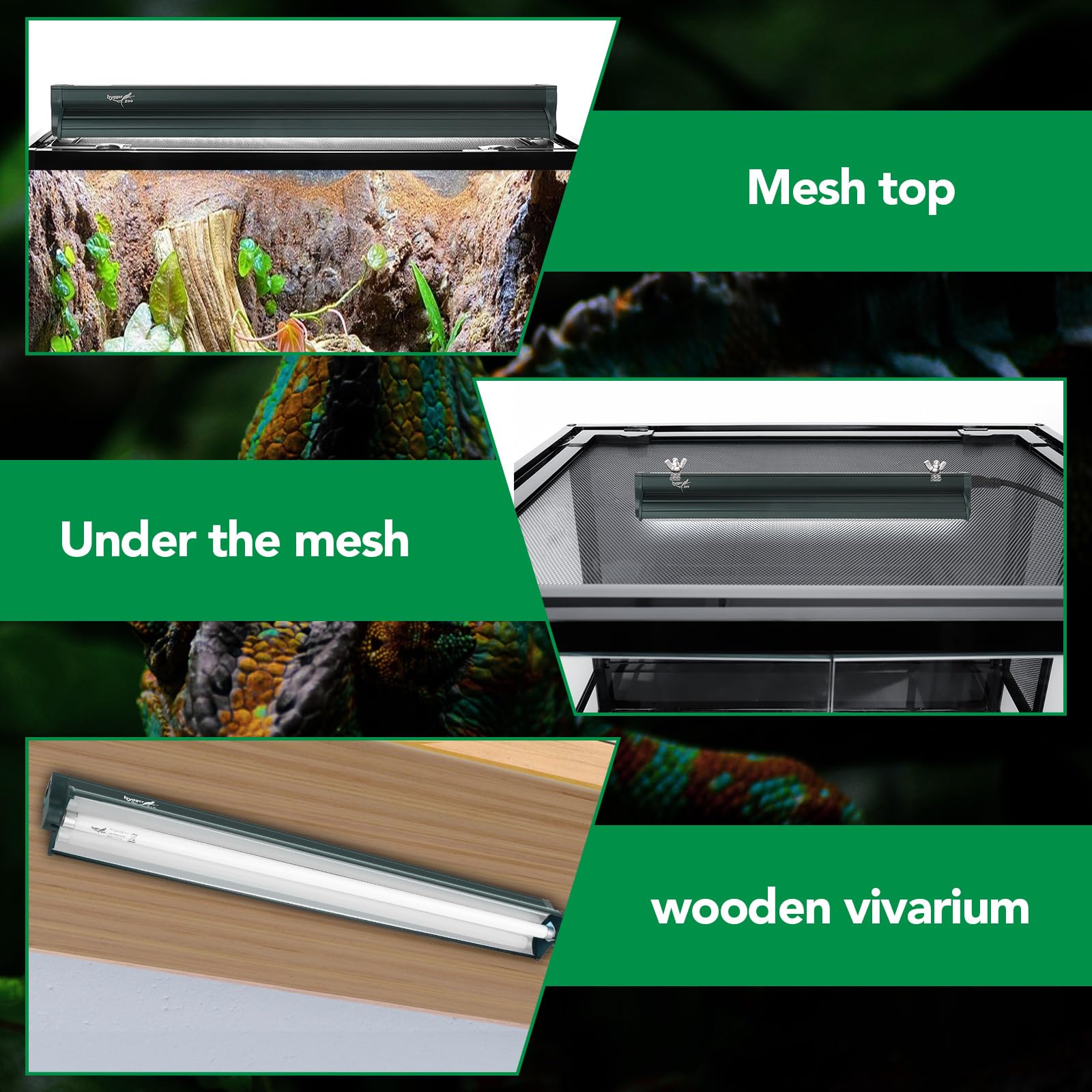 T5 Reptile Light Fixture Green Combo Kit 8W Light Fixture Reptile Terrarium Hood 10.0 UVB Light Bulb Fluorescent Tube Ideal for Tropical and Deserts Such as Bearded Dragon Lizards and Tortoises - image 5