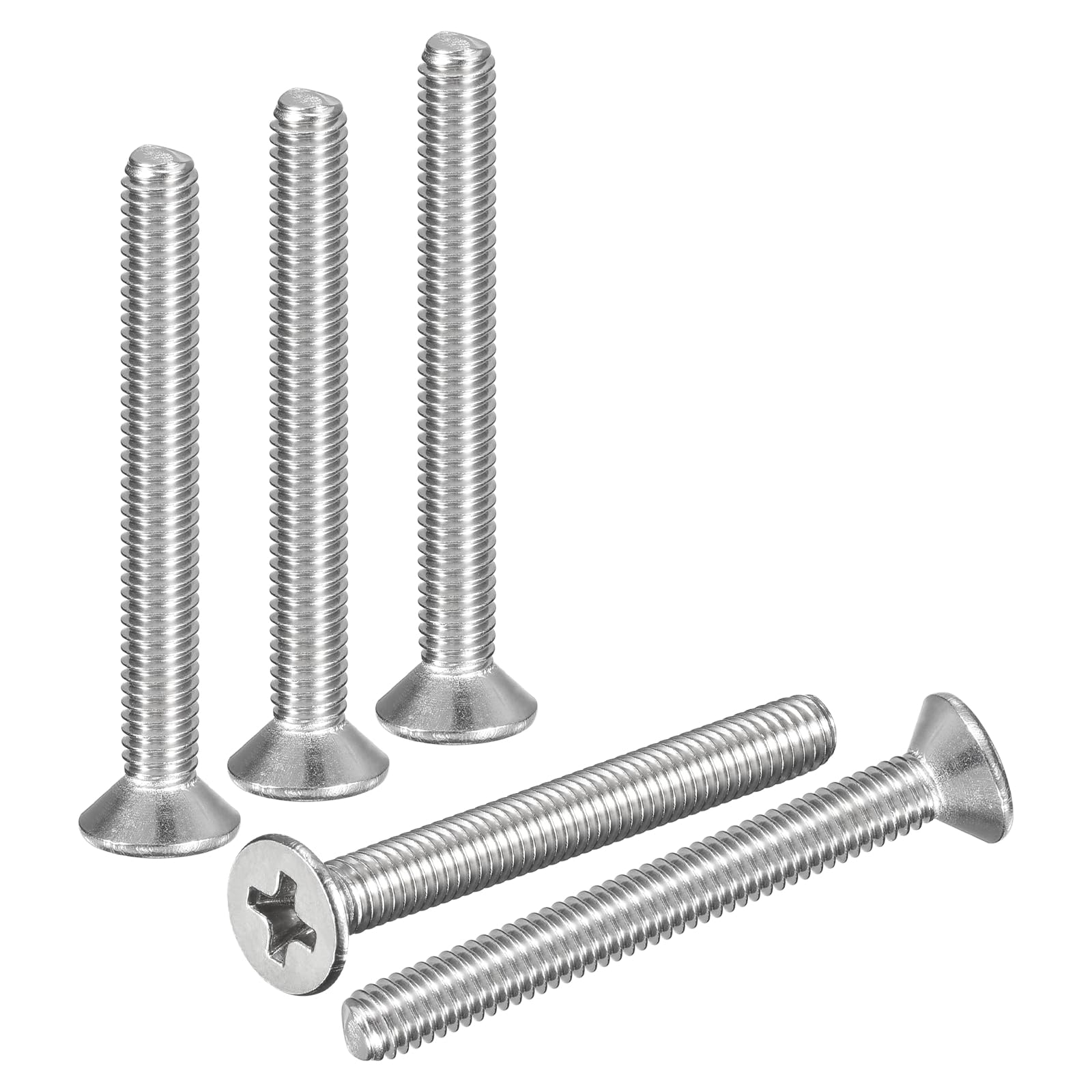 DTGN M4-0.7x35 Flat Head Machine Screws - 30pcs - Good for Furniture and Machinery - 304 Stainless Steel Phillips Countersunk Machine Screws Bolts - Silver — image 1