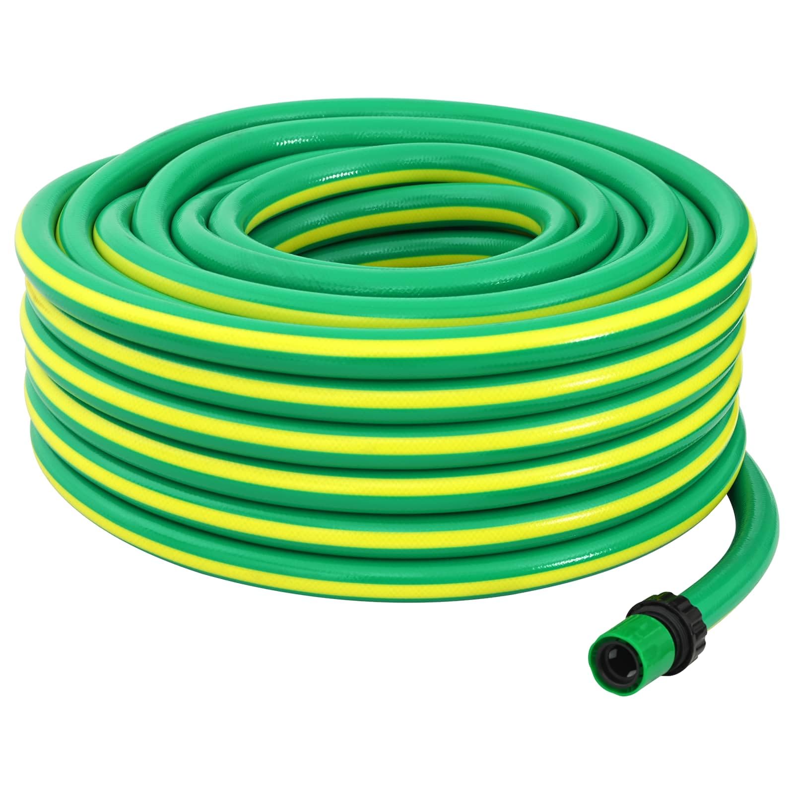 Tubo da giardino a 5 strati, verde e giallo, 20 m, in PVC, flessibile, con ugello a spruzzo regolabile, per irrigazione, pulizia, cura delle piante, auto e balcone all'aperto