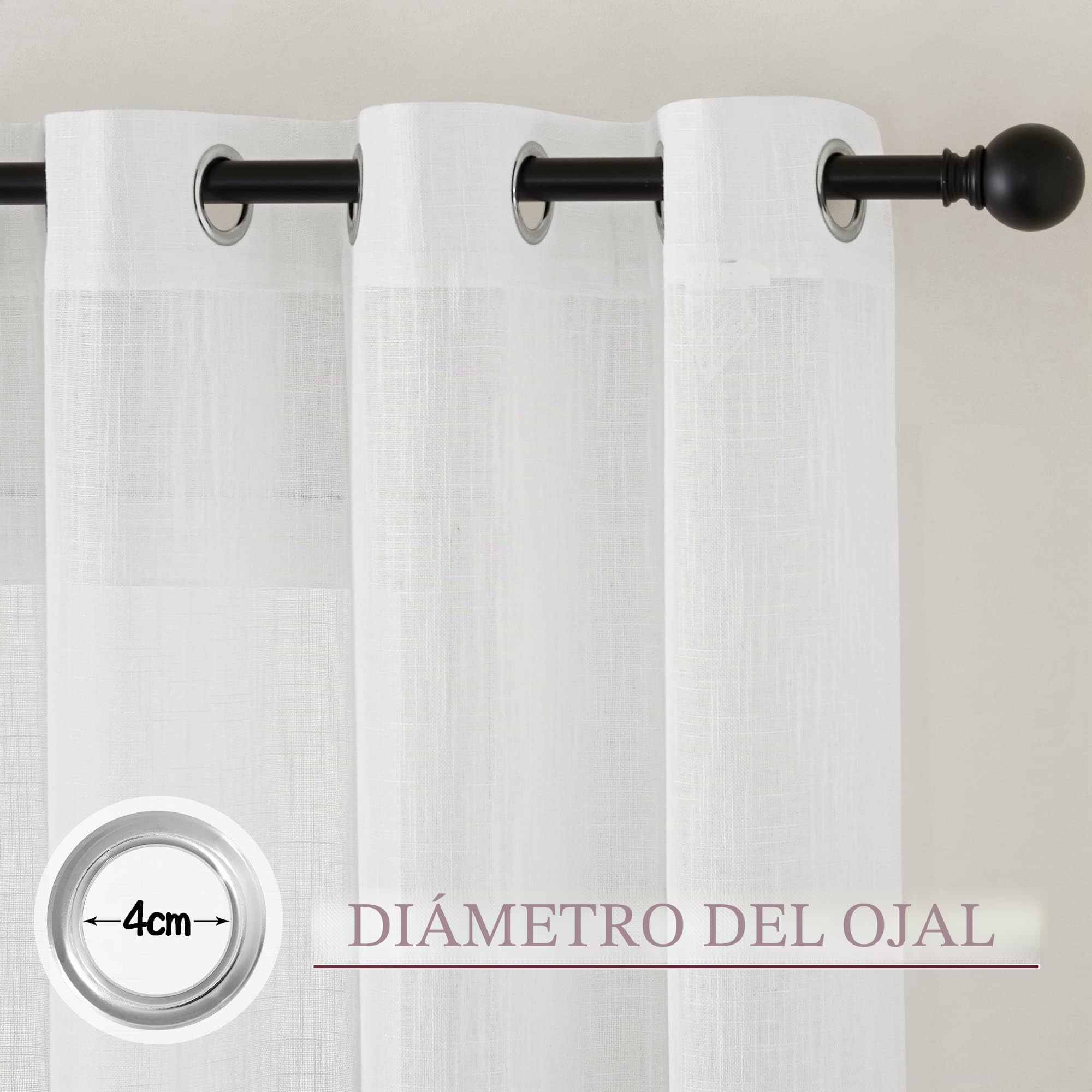 PONY DANCE Cortinas Salon Modernas 2 Piezas Cortinas Translucidas con Aspecto de Lino Visillos para Ventanas Cortinas Grises con Ojales, 140x260cm(AnchoxAlto), Rojo Clarete