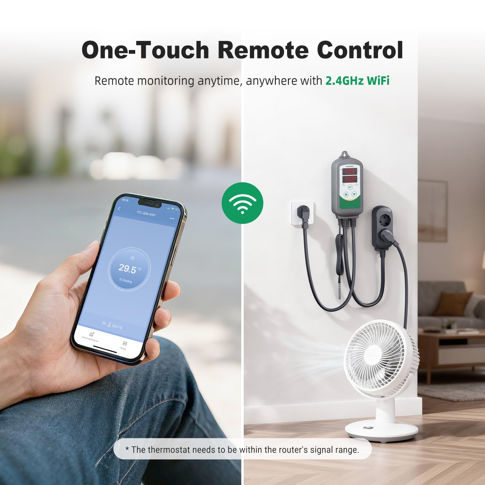 Inkbird ITC-308 WiFi Termoregolatore Digitale,Regolatore di Temperatura | Termostato WiFi con Sonda,Controllo APP,Riscaldatore e Raffreddatore per Acuarios,Rettile Terrarium,Produzione del vino