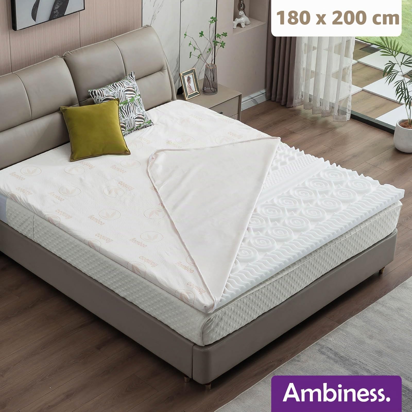 Matratzen Topper memory foam inkl. Bezug | 7 Größen | 80x200cm - 180x200cm | 5cm dicker Memory-Schaum | orthopädisch wasserdicht temperaturregulierend Maschinenwaschbar | Öko-Tex | 180x200cm