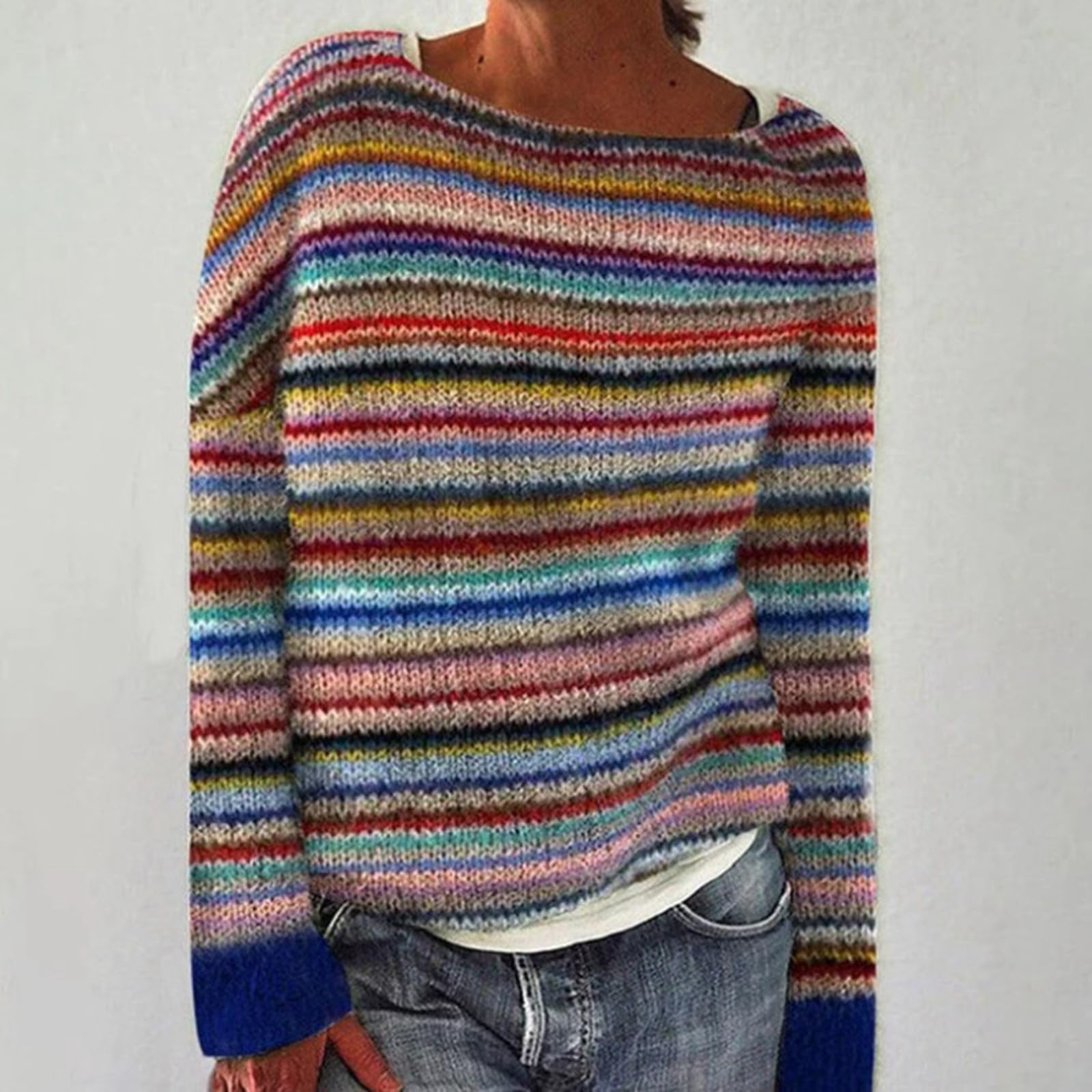 Maglioni da donna per le vacanze Fair Isle a maniche lunghe morbidi maglioni autunnali maglione fantasia brutto alla moda camicetta a tunica da donna maglioni per autunno e inverno top tinta unita