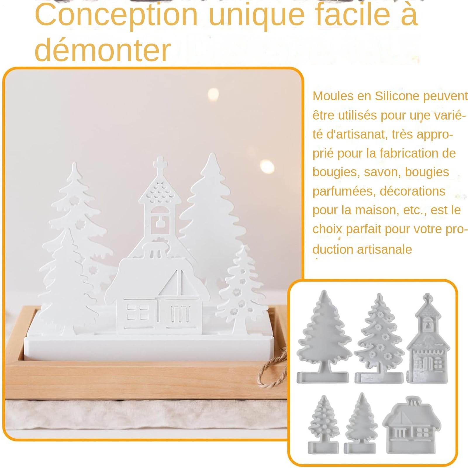 Stampo per candele di Natale Facile rimozione resina epossidica Gesso