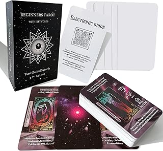 Tarot Cards for Beginners, Tarot Cards with Meanings on Them, Learning Tarot Decks, Tarot Cards with an Electronic Guide Book, Tarot Decks Set, Great Gift for Tarot Decks Beginners and Friends, Black