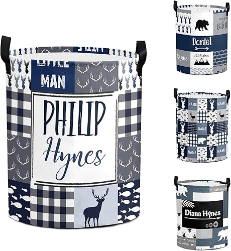 Miniatura 7 de Cesta de lavandería personalizada con nombre artístico, plegable, duradera, organizador de juguetes, decoración de dormitorio para niños, niñas y