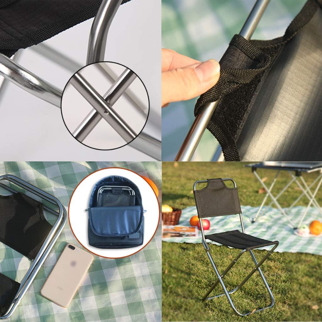 Tragbarer Outdoor-Campingstuhl Faltender Campinghocker, Leichter Edelstahl im Freien Faltbarer Stuhl, Camping Kleiner Sitzgrößerer Hocker für Gartenarbeit und Strand Klappstühle Taschenstuhl