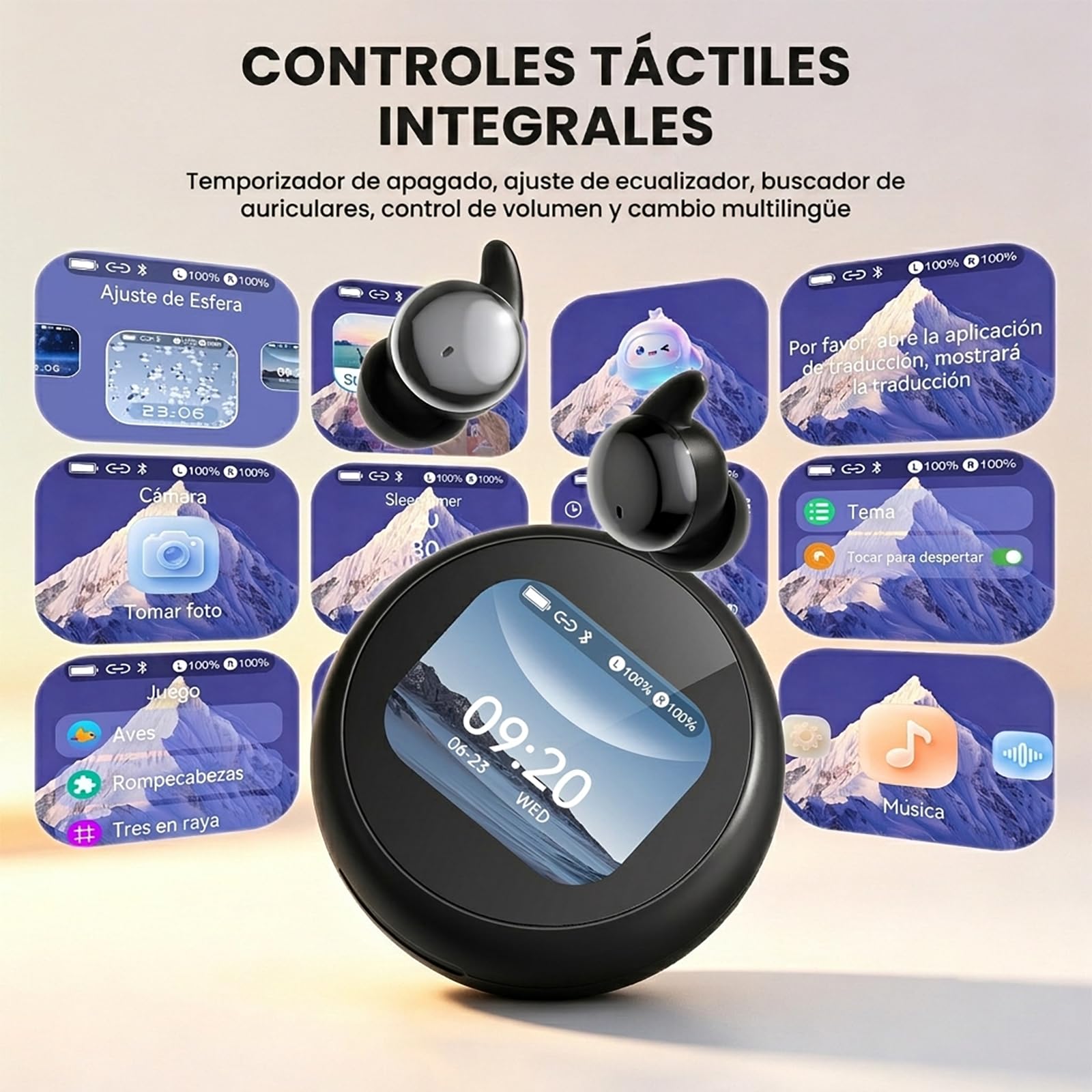 NE90 Auriculares inalámbricos para dormir, funda de carga táctil con reproducción de ruido blanco integrado, Bluetooth 6.0 gemelo, auriculares ligeros para dormir de lado, viajes y conversaciones de