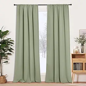 RYB HOME 108 inches Green Curtains for Living Room Lights & Drafts Blocking Window Curtains Room Darkening Drapes for Bedroom, W52 x L108 inch, 2 Panels, Sage Green