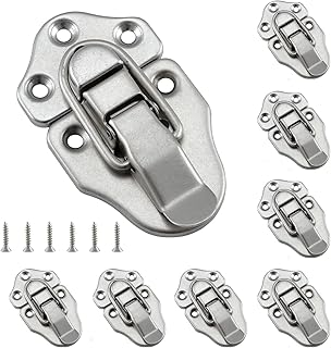 HOME MASTER HARDWARE 8 Pack Duckbilled Hasp Latch Chest Latch Toggle Hasp Latches with Screws for Jewelry Box Ordinary Box Wooden Case Furniture Decoration Satin Nickel Finish