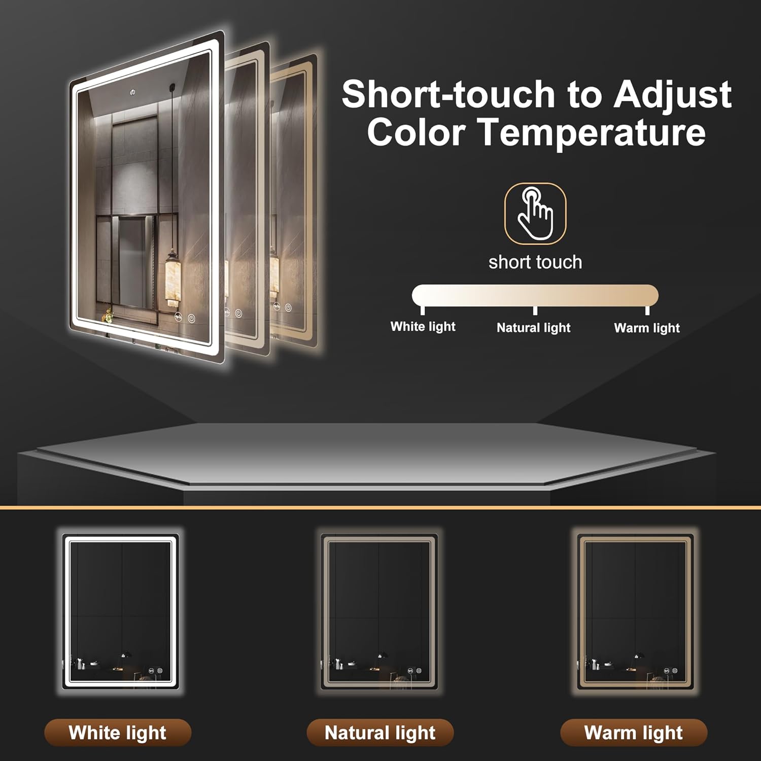 LED Bathroom Mirror with Lights, Anti-Fog, Dimmable, Lighted Bathroom Vanity Mirror for Wall, UL-Certified (27 x 36)